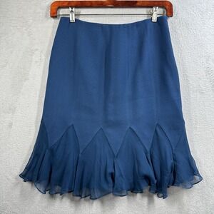 Teri Jon Rickie Freeman Wool Skirt Women's 8 Teal Flared Knee Length Business